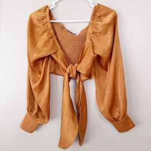 Lush Bronze Wrap crop Top